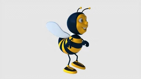 Fun 3D cartoon bee dancing (with alpha channel) Stock Footage 334650265