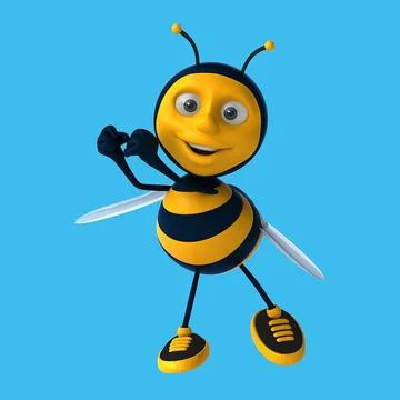 Fun 3D cartoon bee dancing Ilustração Stock