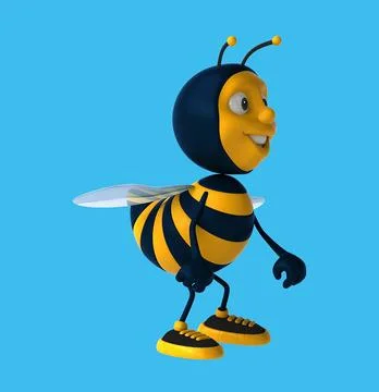 Fun 3D cartoon bee dancing Stock Illustration