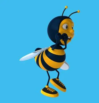 Fun 3D cartoon bee dancing Ilustração Stock