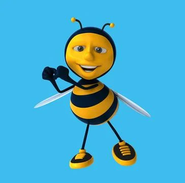 Fun 3D cartoon bee dancing Ilustração Stock