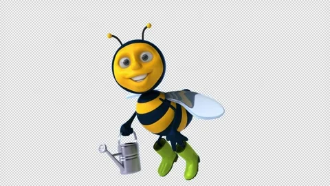 Fun 3d cartoon bee flying (with alpha channel) Stock Footage 320390434