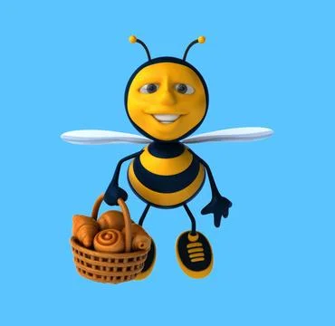 Fun 3D cartoon bee with pastries Illustrazione stock