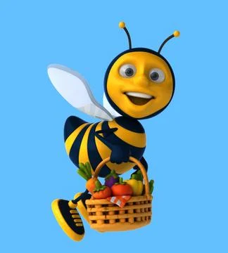 Fun 3D cartoon bee with vegetables Illustrazione stock