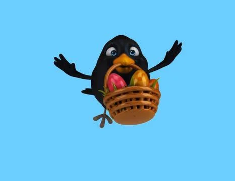 Fun 3D cartoon bird with easter eggs Illustrazione stock