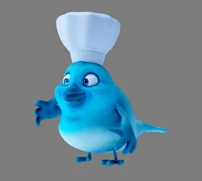 Fun 3D cartoon bird talking and presenting Stock Illustration