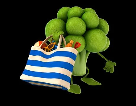 Fun 3D cartoon brocoli Stock Illustration