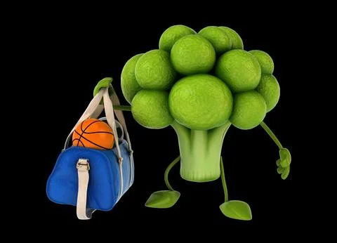 Fun 3D cartoon brocoli Illustrazione stock