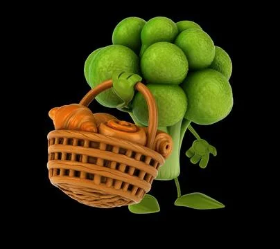 Fun 3D cartoon brocoli Illustrazione stock