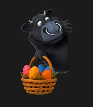 Fun 3D cartoon bull with easter eggs (on alpha) Stock Illustration