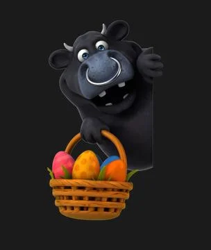 Fun 3D cartoon bull with easter eggs (on alpha) Illustrazione stock