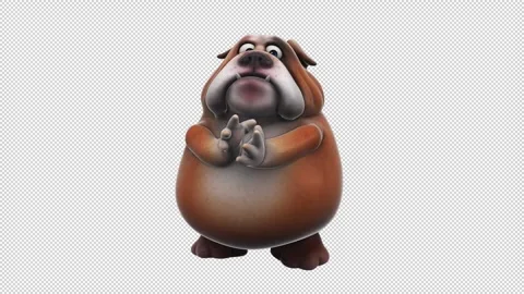 Fun 3D cartoon bulldog clapping (with alpha channel included) Stock Footage 276014254