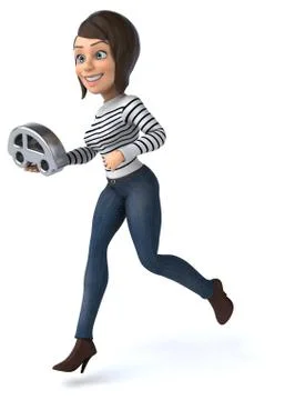 Fun 3D cartoon casual character woman Stock Illustration