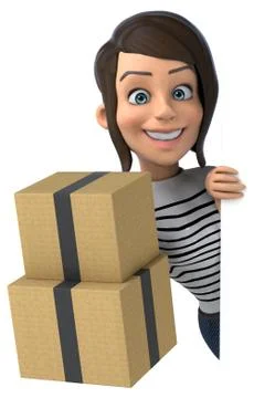 Fun 3D cartoon casual character woman Stock Illustration