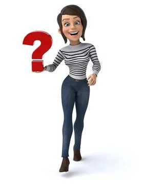 Fun 3D cartoon casual character woman 库存插图