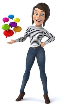 Fun 3D cartoon casual character woman Stock-Illustration