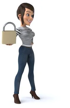 Fun 3D cartoon casual character woman Stockillustratie