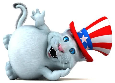 Fun 3D cartoon cat with an uncle sam hat Stock Illustration