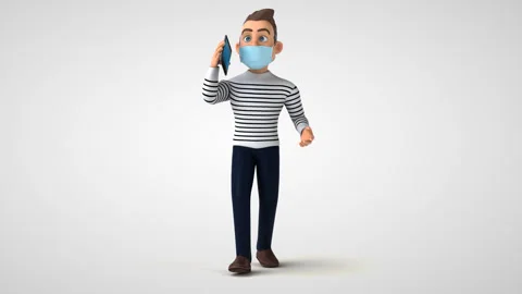 Fun 3D cartoon character walking Stock Footage 131093978