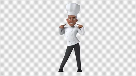 Fun 3D cartoon chef (with alpha channel) Stock Footage 323699498