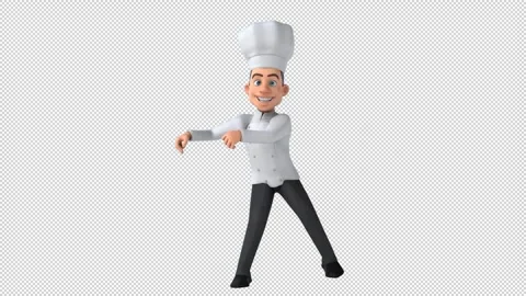 Fun 3D cartoon chef dancing (with alpha channel) Stock Footage 334649812