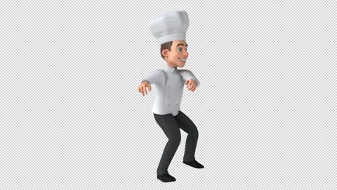 Fun 3D cartoon chef dancing (with alpha channel) Stock Footage 334649814