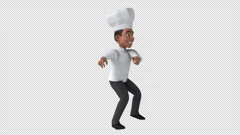 Fun 3D cartoon chef dancing (with alpha channel) Stock Footage 334649817