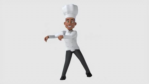 Fun 3D cartoon chef dancing (with alpha channel) Stock Footage 334649818