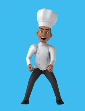 Fun 3D cartoon chef dancing Stock Illustration