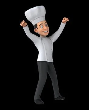 Fun 3D cartoon chef doing a fit dance Illustrazione stock