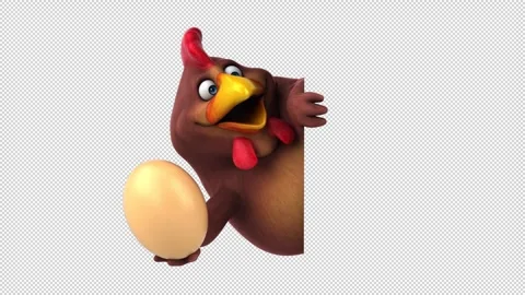 Fun 3D cartoon chicken animation (with alpha channel included) Stock Footage 284739000