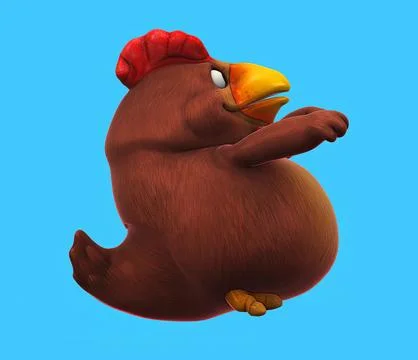 Fun 3D cartoon chicken dancing Stock Illustration