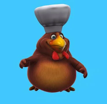 Fun 3D cartoon chicken talking Stock Illustration