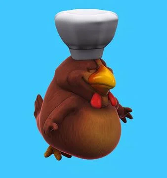 Fun 3D cartoon chicken talking Stock Illustration