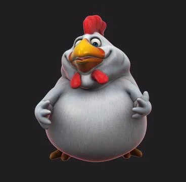 Fun 3D cartoon chicken talking(with alpha channel) Illustrazione stock