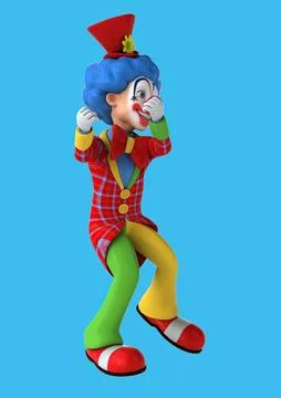 Fun 3D cartoon clown dancing Illustrazione stock