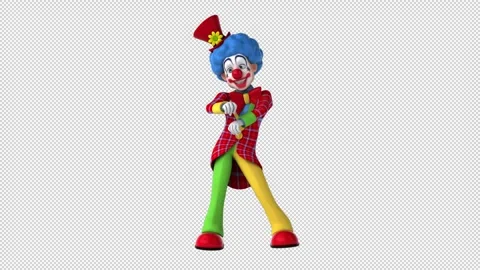 Fun 3D cartoon clown doing a fit dance (with alpha channel) Stock Footage 345566302