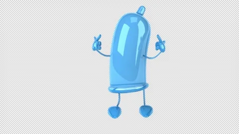 Fun 3D cartoon condom (with alpha channel) Stock Footage 326297178