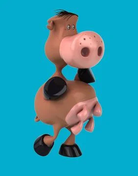 Fun 3D cartoon cow (with alpha channel) Stock Illustration