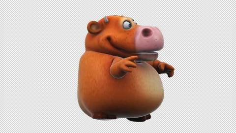 Fun 3D cartoon cow dancing (with alpha channel) Stock Footage 233050754