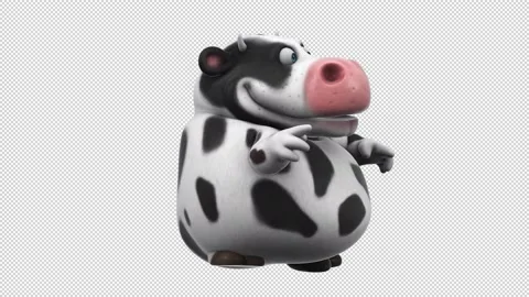 Fun 3D cartoon cow dancing (with alpha channel) Stock Footage 233050768