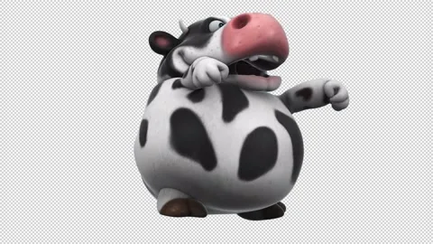 Fun 3D cartoon cow dancing (with alpha channel) Stock Footage 234963623