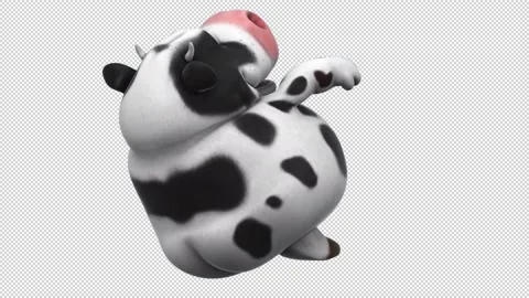 Fun 3D cartoon cow dancing (with alpha channel) Stock Footage 234963686