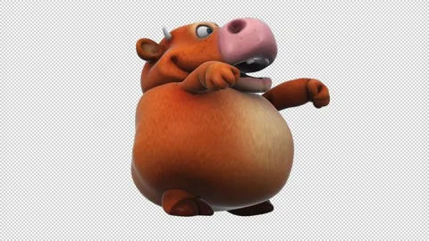 Fun 3D cartoon cow dancing (with alpha channel) Stock Footage 234964013
