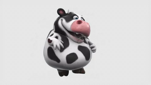 Fun 3D cartoon cow dancing (with alpha channel included) Stock Footage 238080304