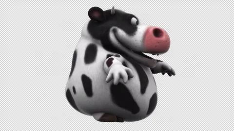 Fun 3D cartoon cow dancing (with alpha channel) Stock Footage 265101632