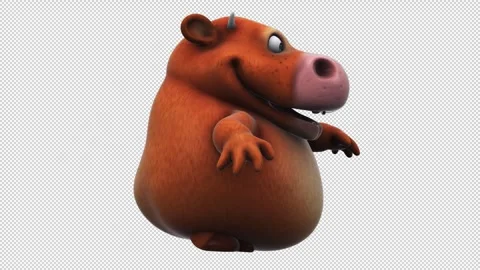 Fun 3D cartoon cow dancing (with alpha channel) Stock Footage 265101737