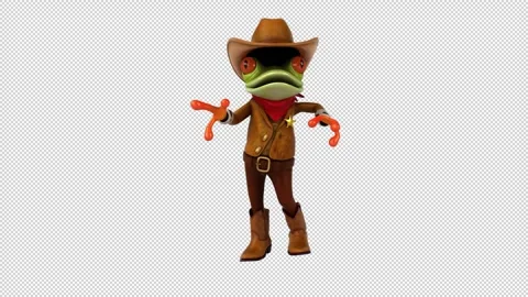 Fun 3D cartoon cowboy frog dancing (with alpha channel) Stock Footage 316582831
