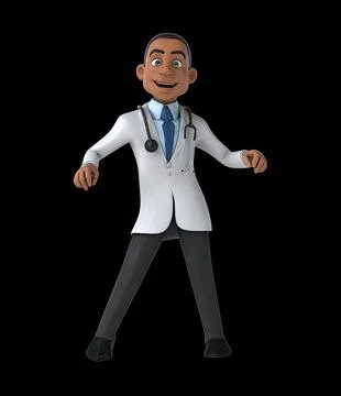 Fun 3D cartoon doctor doing a fit dance Illustrazione stock