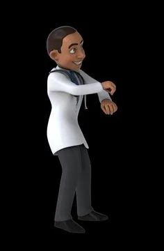 Fun 3D cartoon doctor doing a fit dance Illustrazione stock